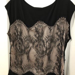Black & pink lace top